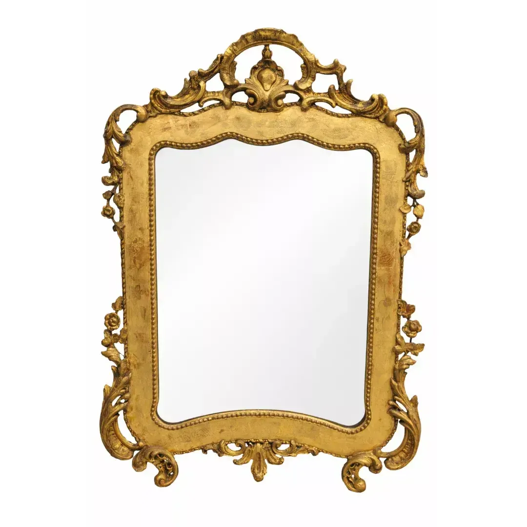 Napoleon III Style Wooden Mirror With Gilt Stucco