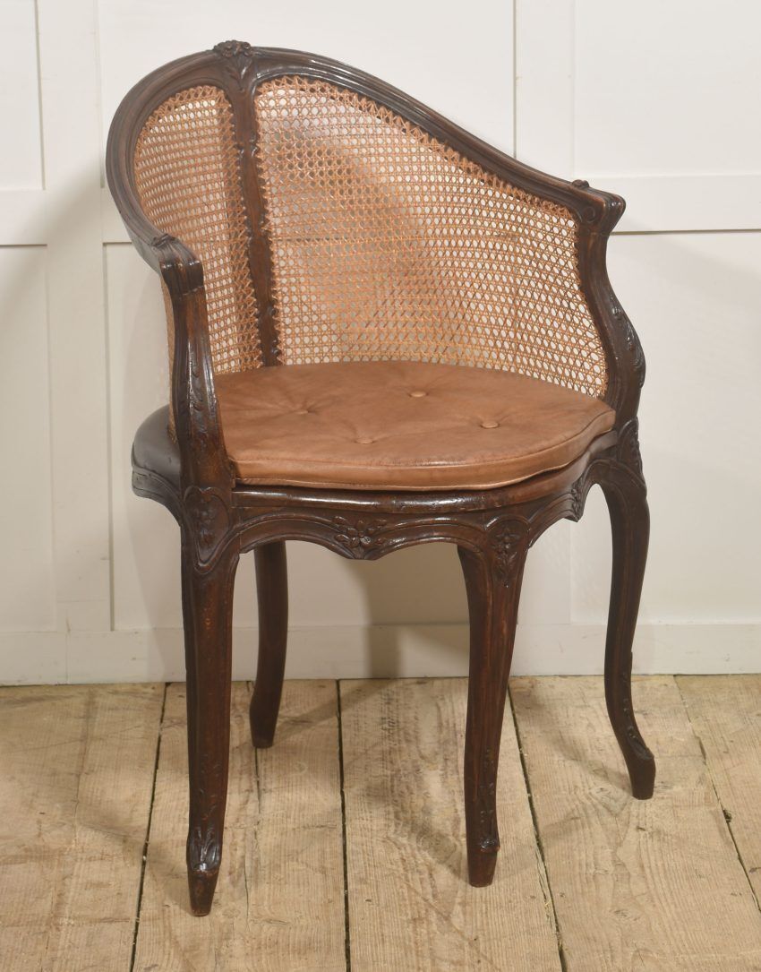 French Carved Oak Caned Bergère Chair photo furniture