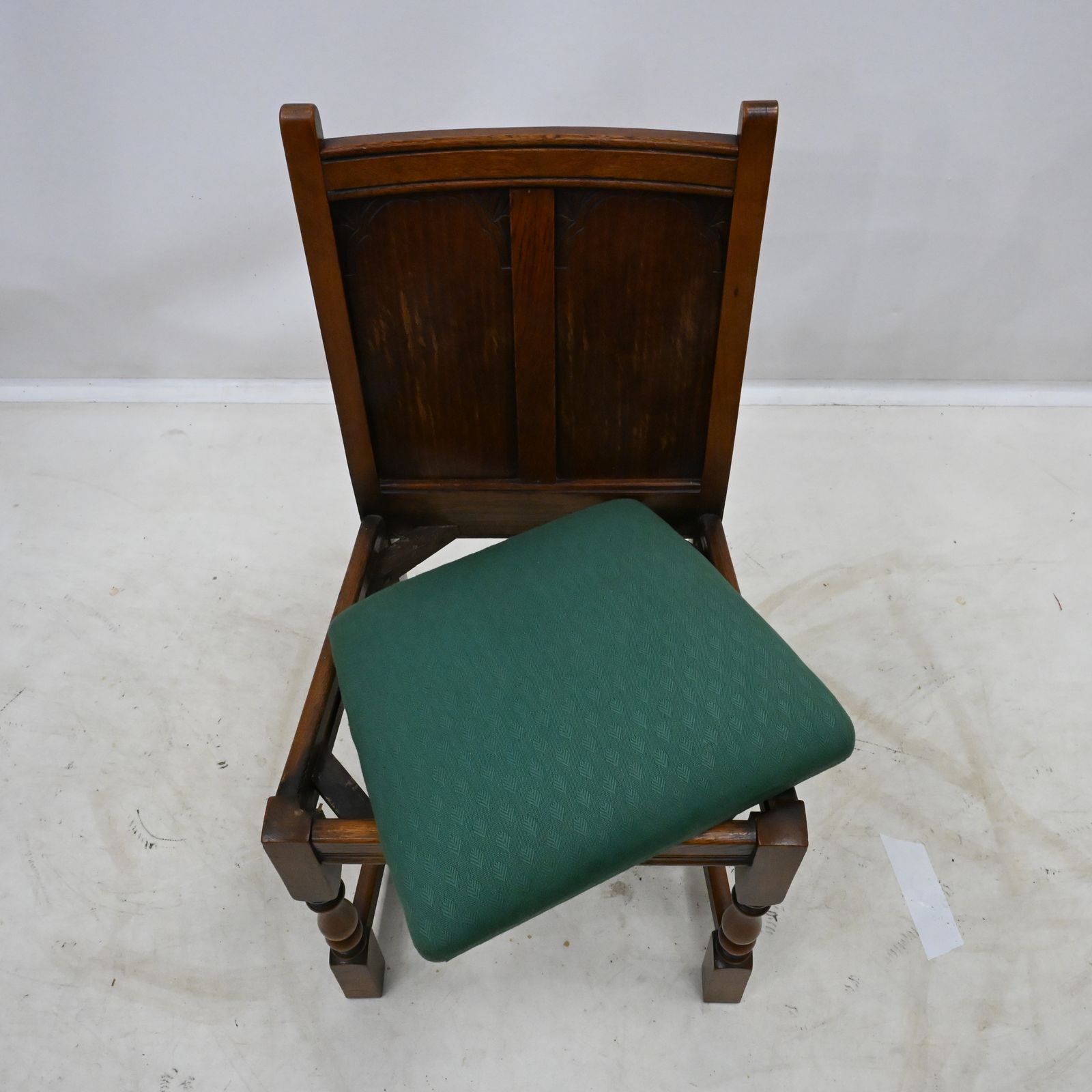photo vintage 4 Old Charm Style Dining Chairs Oak Green Drop In/On Seats Free Uk Delivery*
