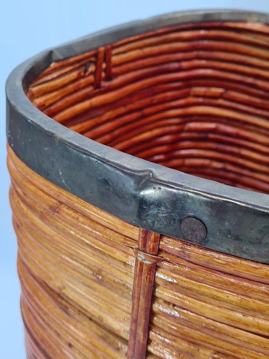 Bamboo And Metal Umbrella Stand, 1970s photo furniture