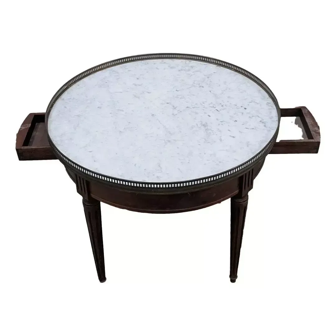 Louis XVI Style Bouillotte Pedestal Table With Marble Top photo for sale