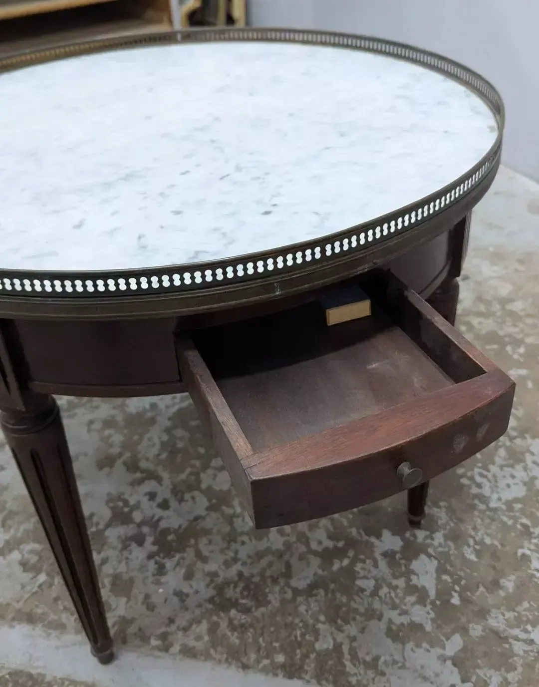 Louis XVI Style Bouillotte Pedestal Table With Marble Top photo 273.0