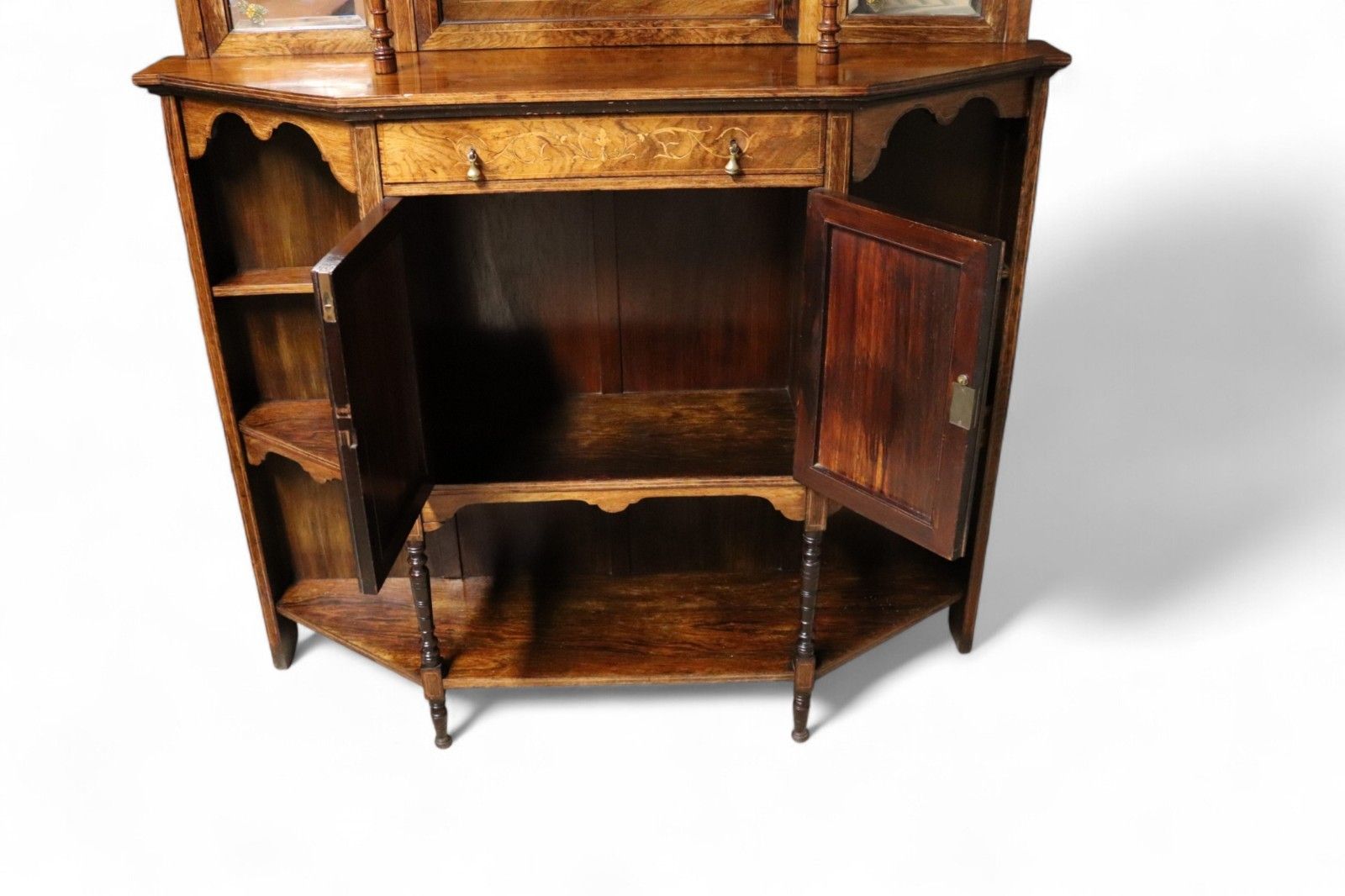 395.0 Antique Victorian Inlaid Rosewood Chiffonier / Parlour Cabinet 19th Century photo