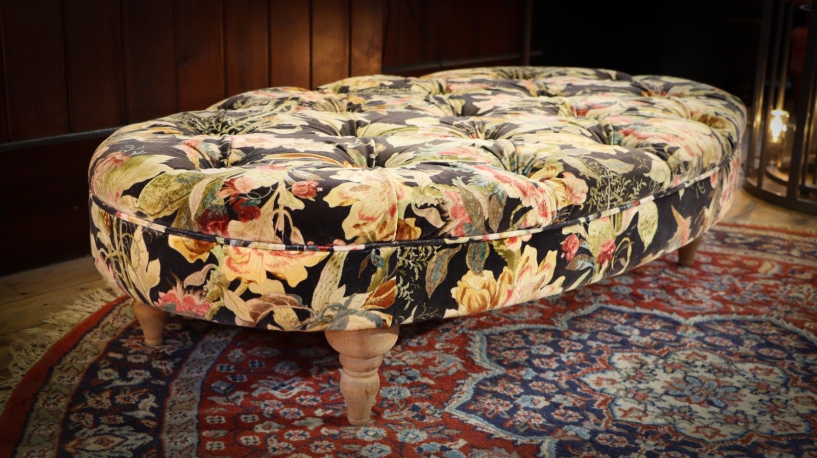 photo furniture Beautiful Large Country House Footstool Ottoman In Gorgeous Floral Velvet 🚚