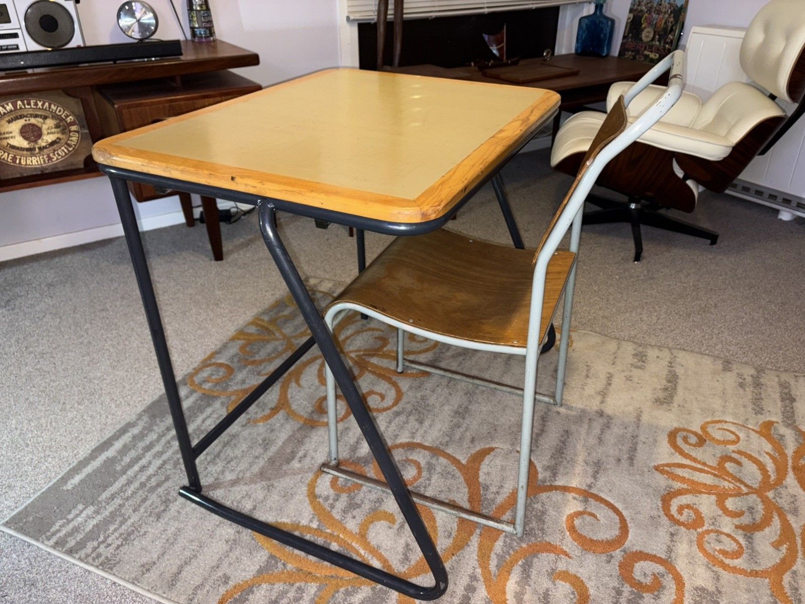 Du Al Industrial Stacking Desk & Chair Retro G Plan Era Mcm Pel Cox photo vinterior