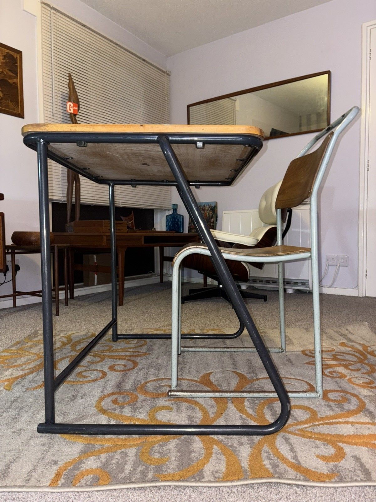 Furniture Du Al Industrial Stacking Desk & Chair Retro G Plan Era Mcm Pel Cox photo