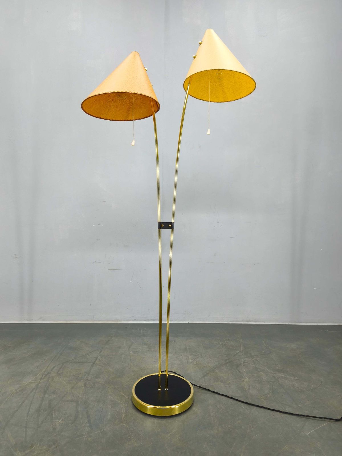 Mid Century Japanese Style Brass Floor Lamp, 1960s photo for sale