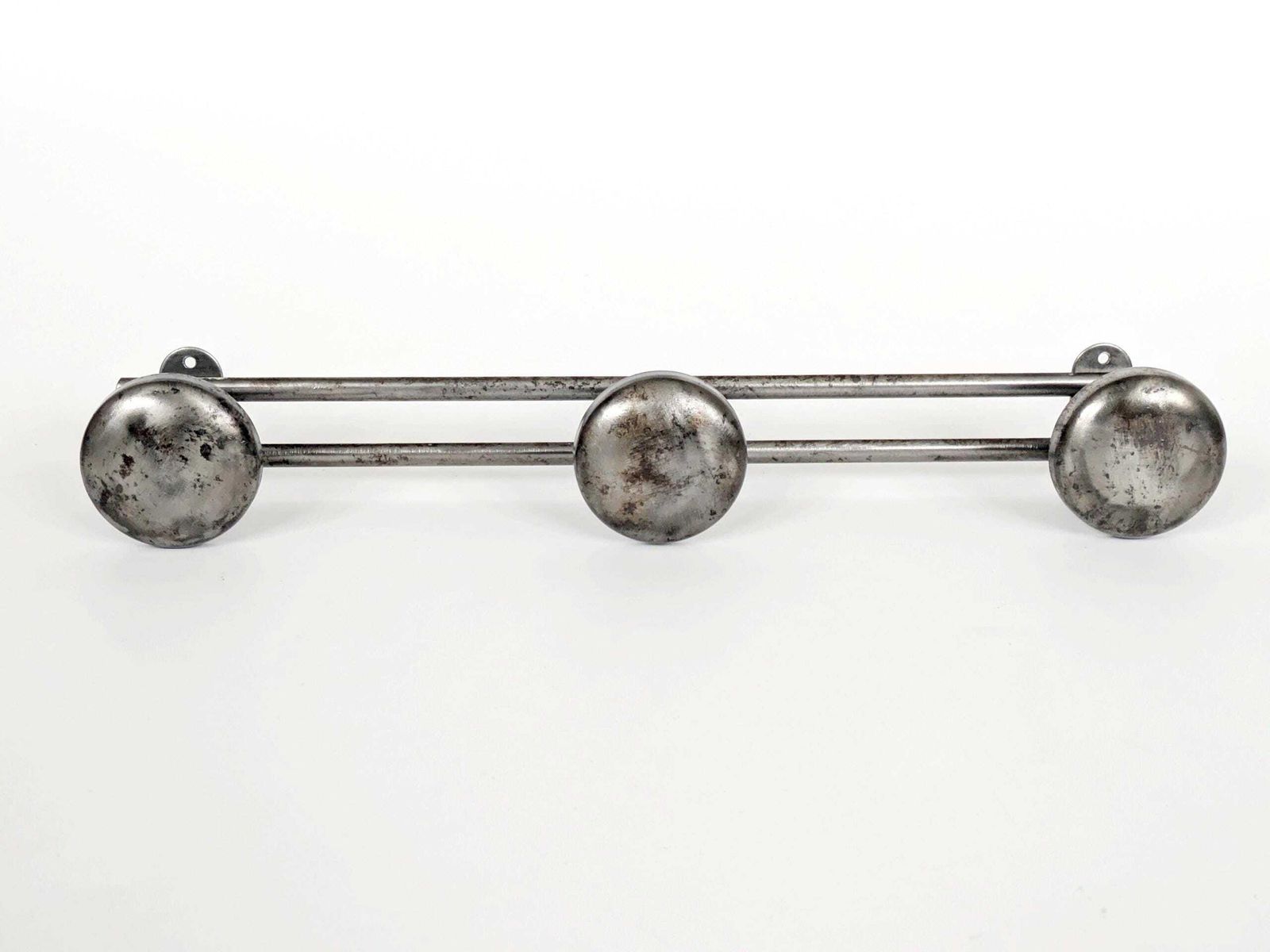 Pair Of French Steel Coat Racks 1950s Industrial Wall Hooks With Round Heads photo buy