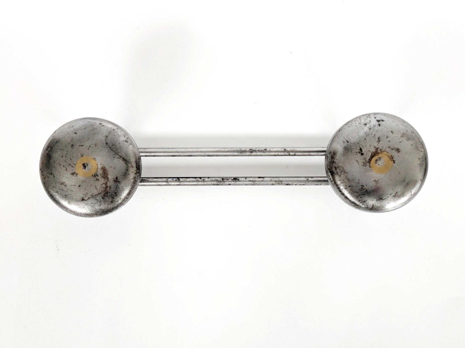 photo furniture Pair Of French Steel Coat Racks 1950s Industrial Wall Hooks With Round Heads