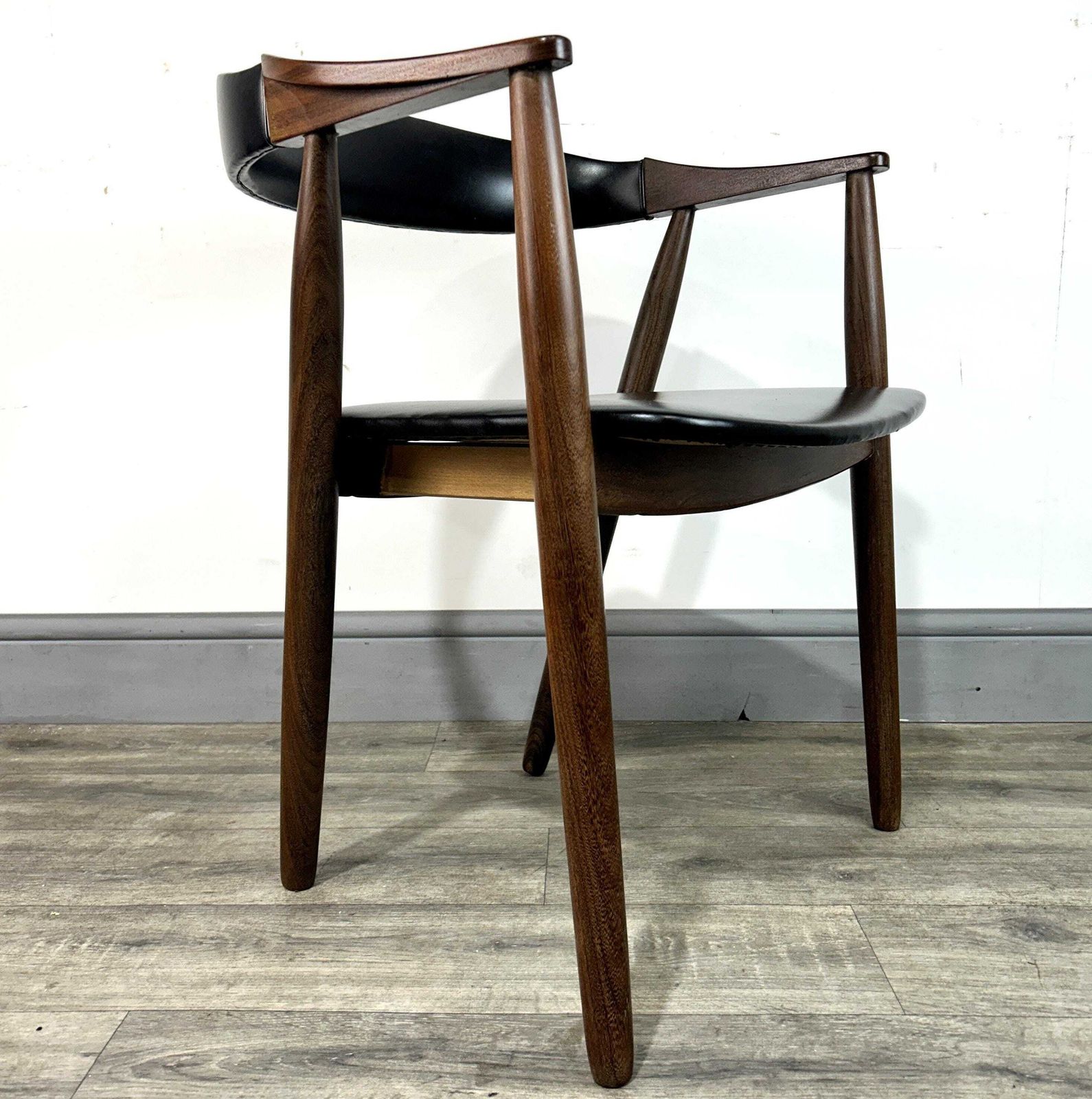 Stylish Mid Century Danish Teak Ribbon Back Desk Chair C1960's photo for sale