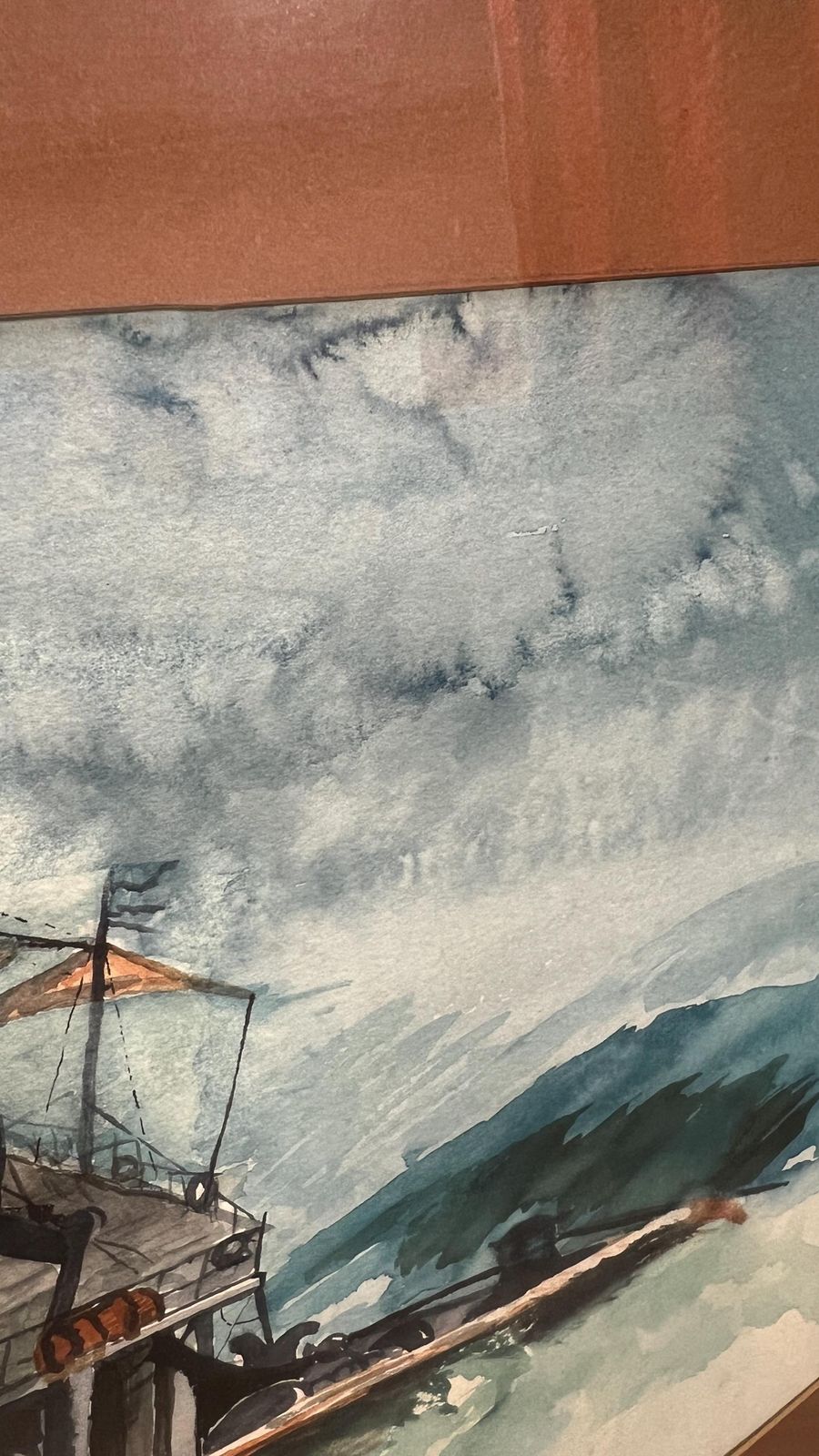 Vintage Watercolour Tugboat Picture Seascape Framed Maritime Artwork photo vinterior