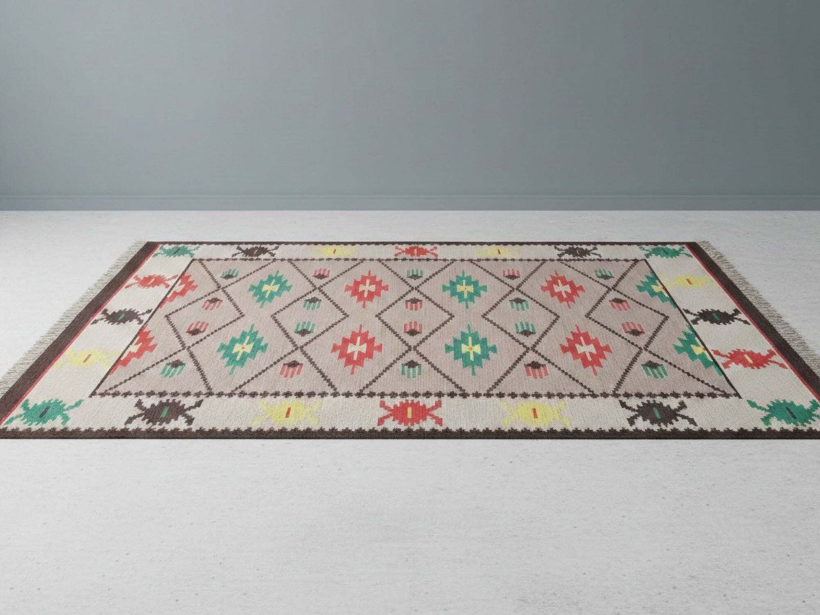 Geometrisch Tapijt, Typisch Jaren 1960, Brusselse Stijl, Kelim photo for sale