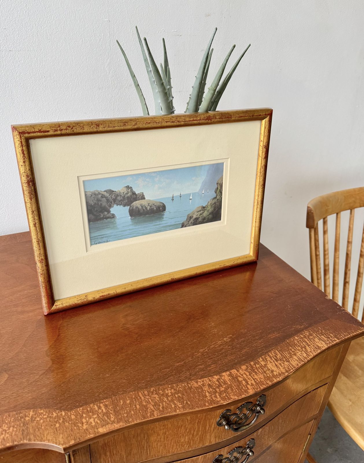 Vintage Seascape Painting With Gold Frame photo vinterior