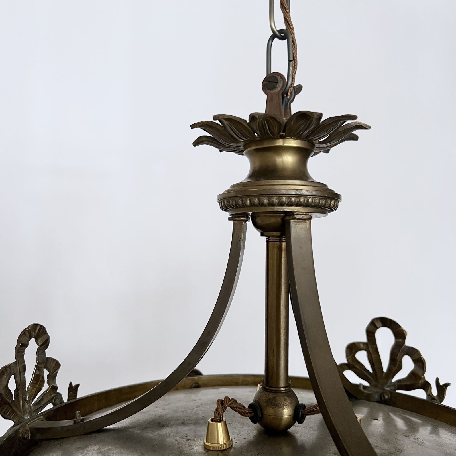 Early 20th Century Louis XVI French Basket Chandelier With Cut Glass Beads photo vintage