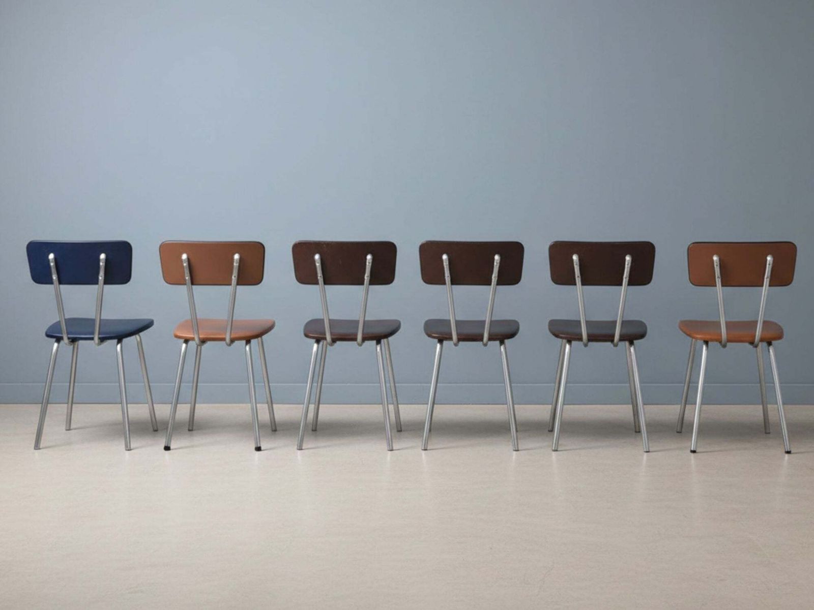 Set Van 6 Mid Century Chrome Eetkamerstoelen, Tsjecho Slowakije, Jaren 1960 photo Meubels