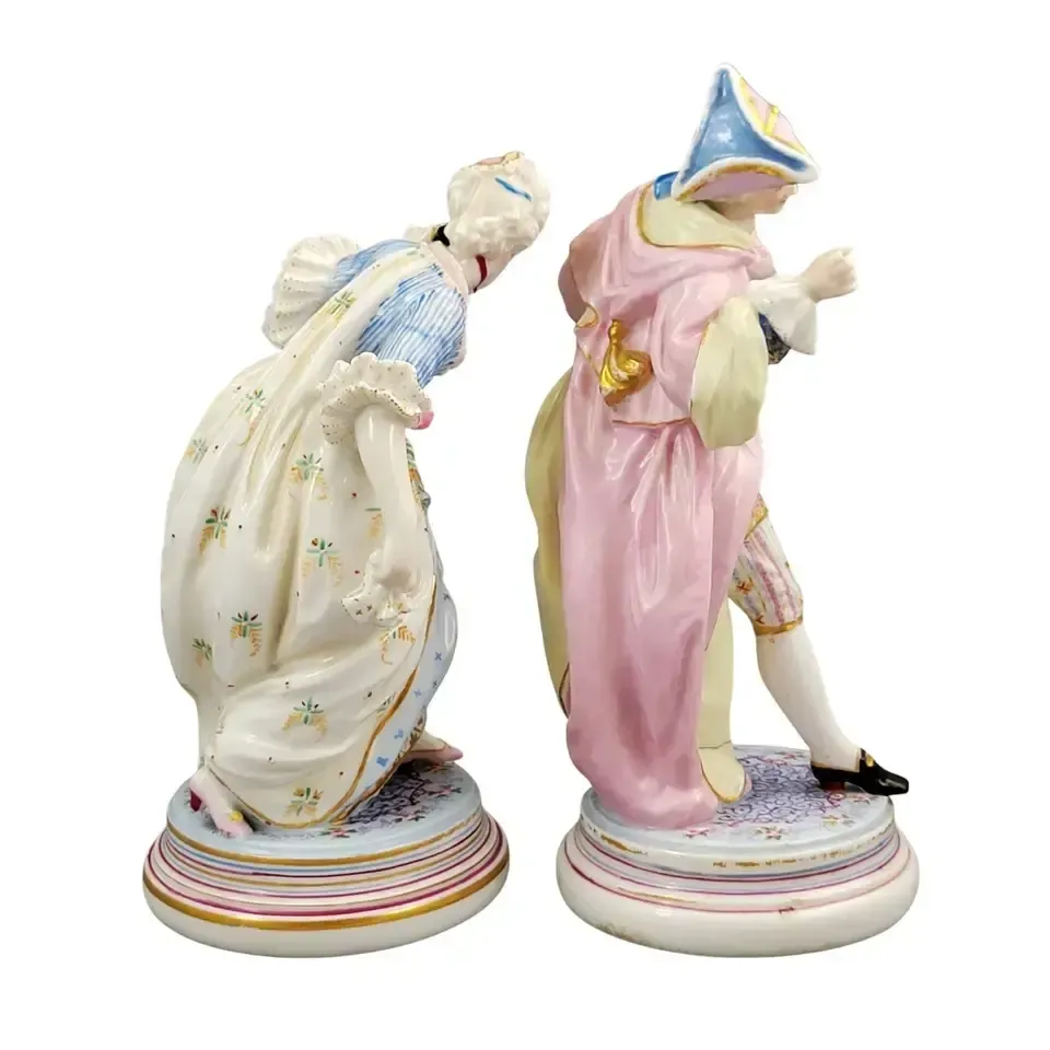 French Paris Porcelain Masquerade Figures In The Style Of Vion & Baury, C. 1860 photo Home Decor