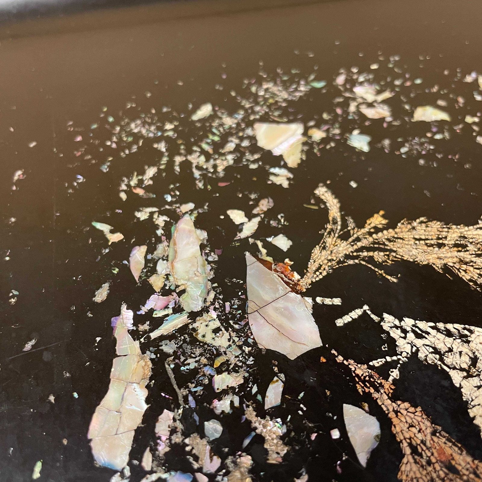 Couroc Monterey Black Tray Abalone Inlay Beach Mcm 1960s Mid Century Modern California Resin Serving Tray Coastal Decor photo 89.0