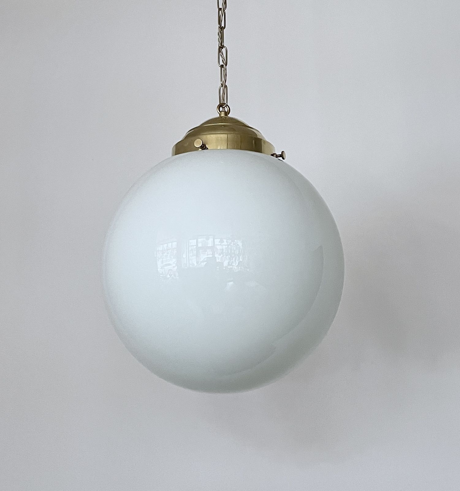 photo furniture Pair Of Large Early 20th Century English Opaline Glass Shades With New Polished Brass Gallery Fittings