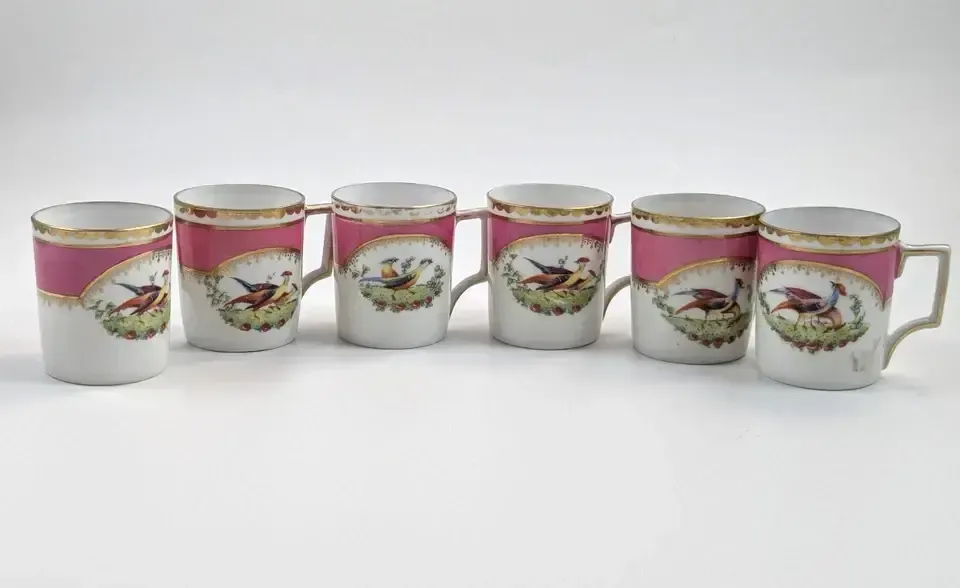 Victoria Austria Porcelain 12 Piece Coffee Set For 6, Chelsea Style, Pink & Gold photo vinterior