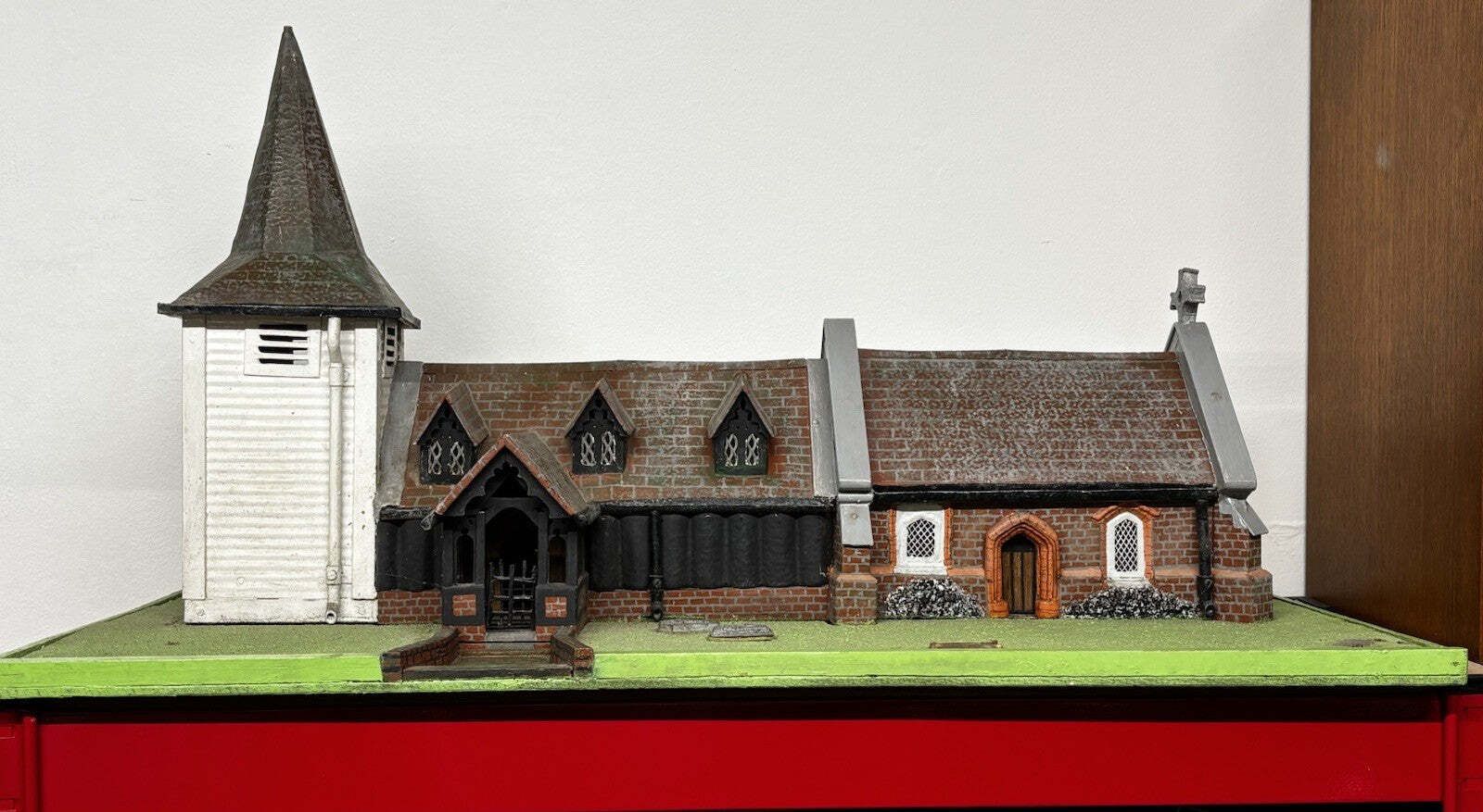 Greensted Church, Ongar, Essex, Large Old Metal & Wooden Scale Model.