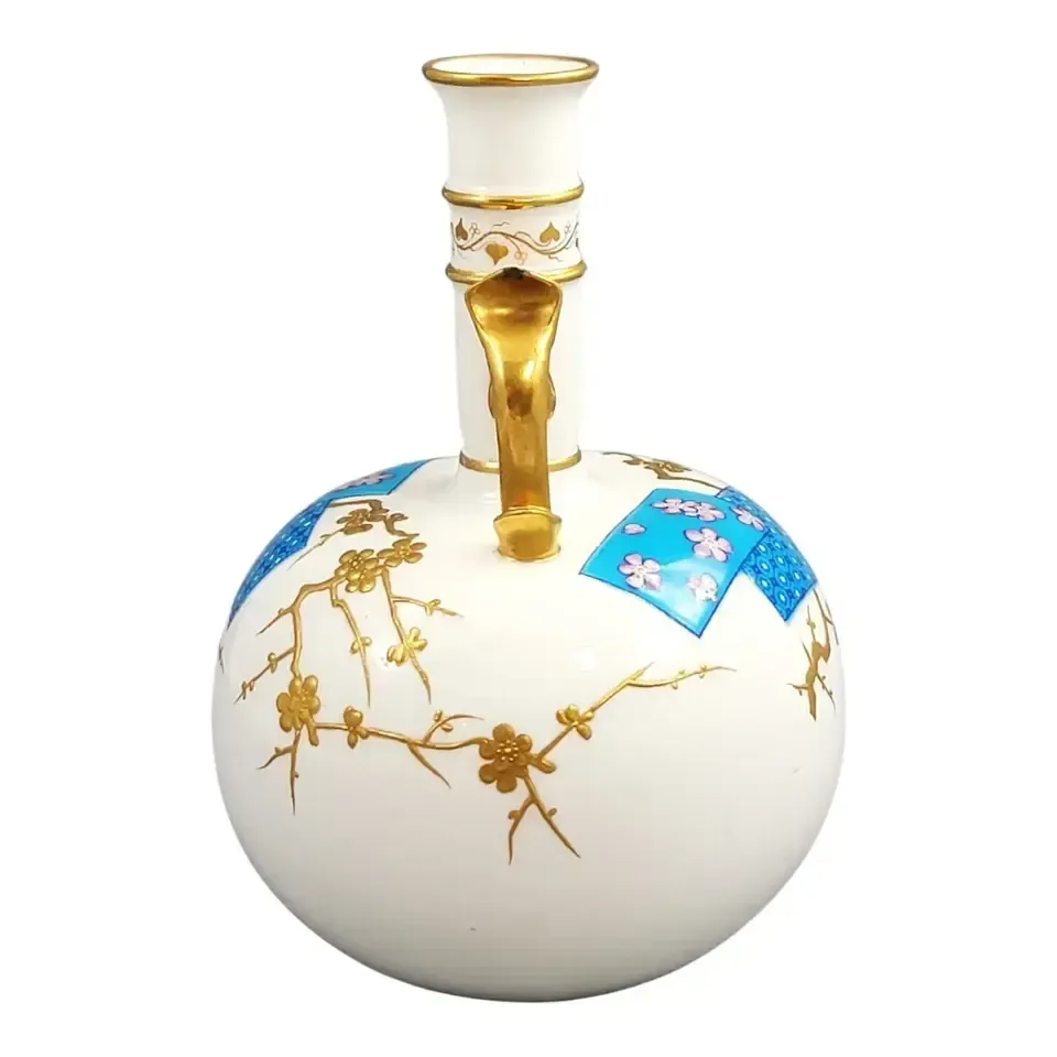 Minton Porcelain Vase With Raised Gilt Prunus, Designed By C. Dresser, C. 1890 photo furniture