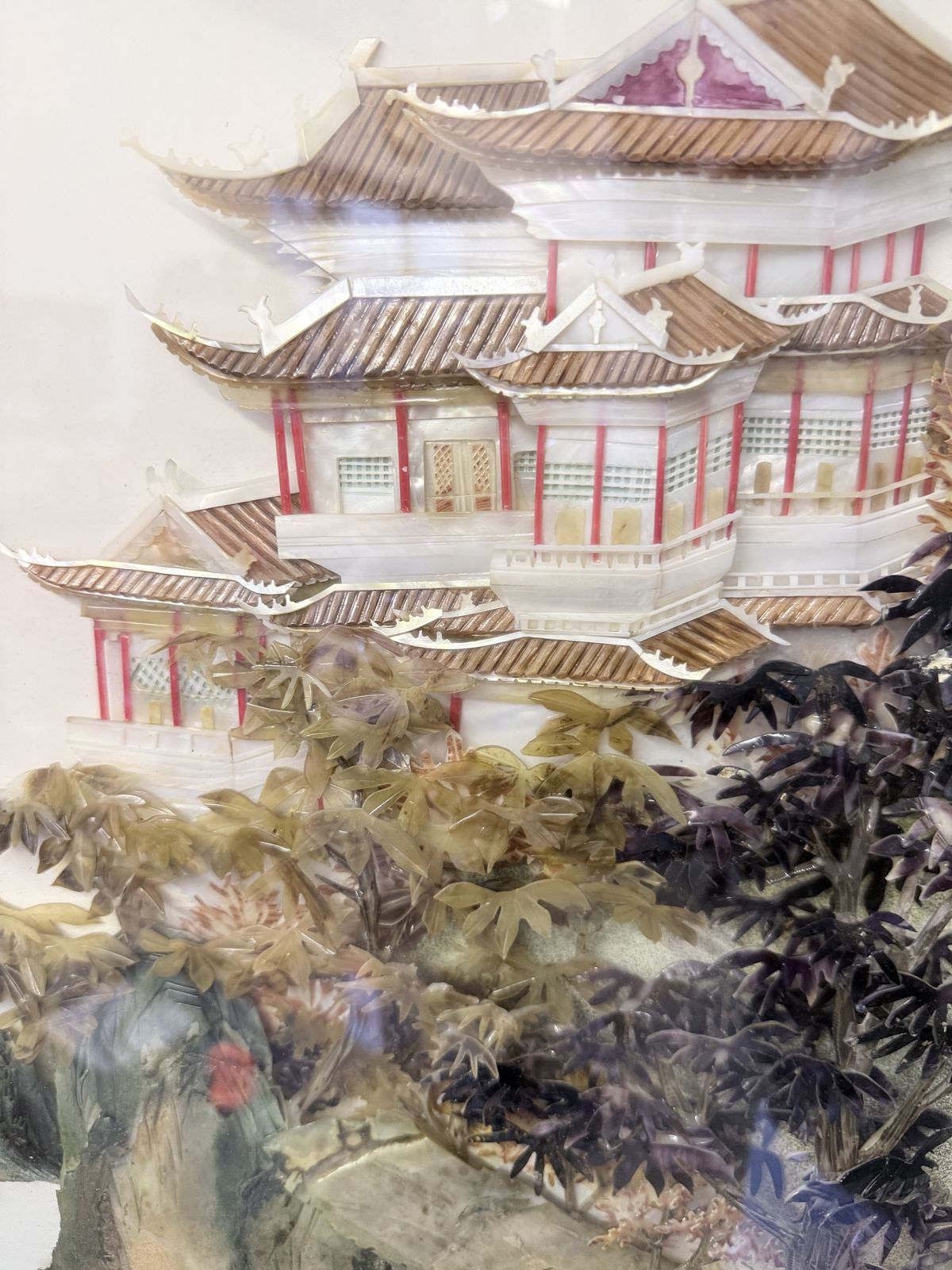 photo for sale Large Chinese Folding Screen With Mother Of Pearl Inlay | Carved Hardwood | Five Panel Room Divider