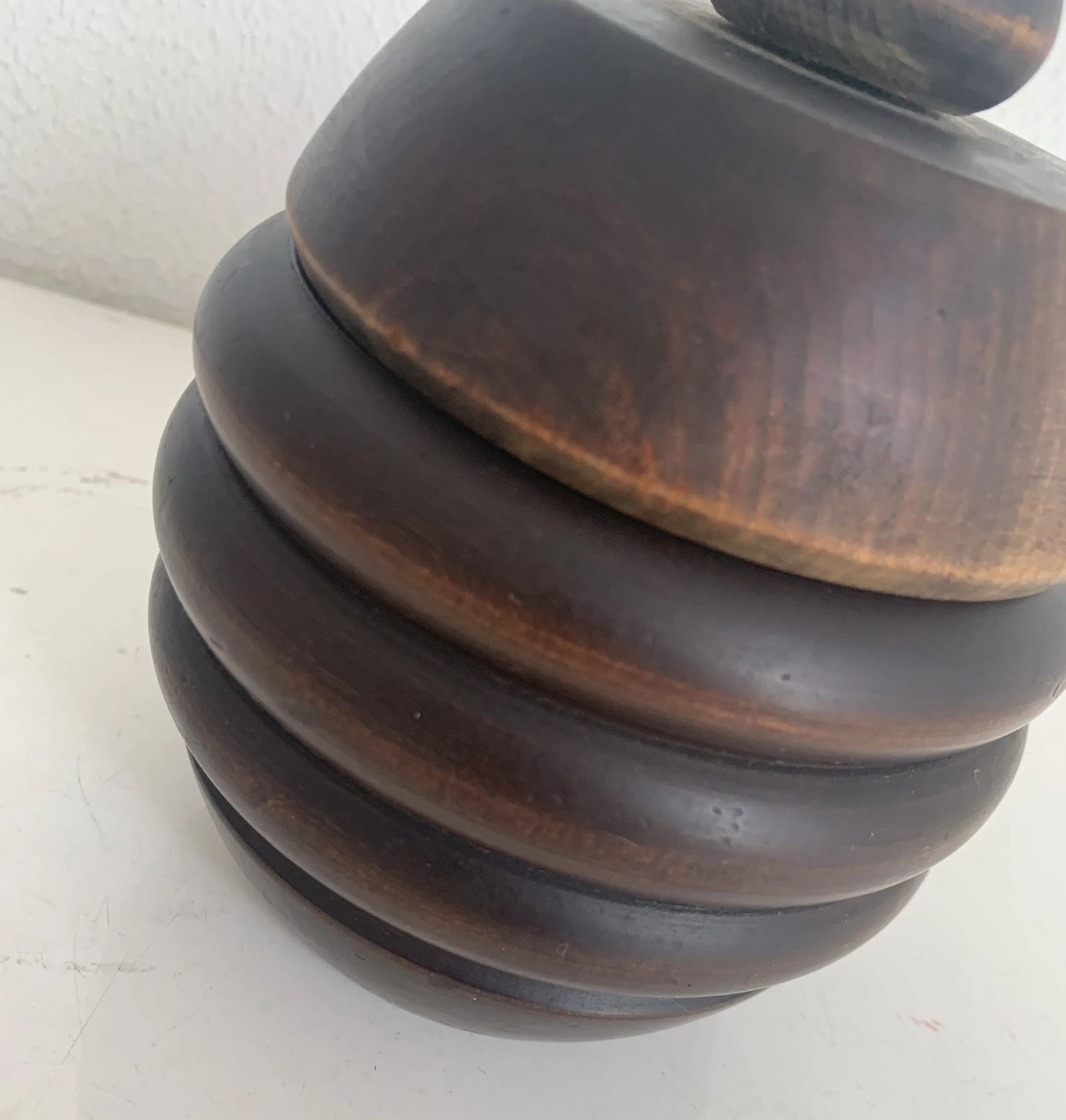 Vintage 1930s Tobacco Jar, Carved Wood, Pipe   15 X 12 Cm photo for sale