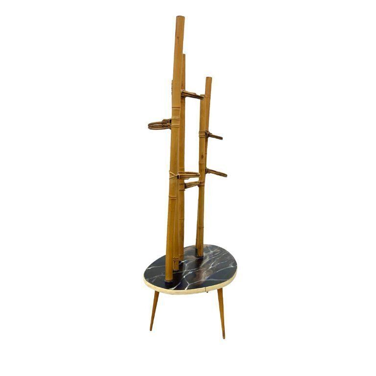 Mid Century Modern Plant Stand – Europe, 1960s 1970s, Bamboo & Artistic Resin Tabletop photo buy