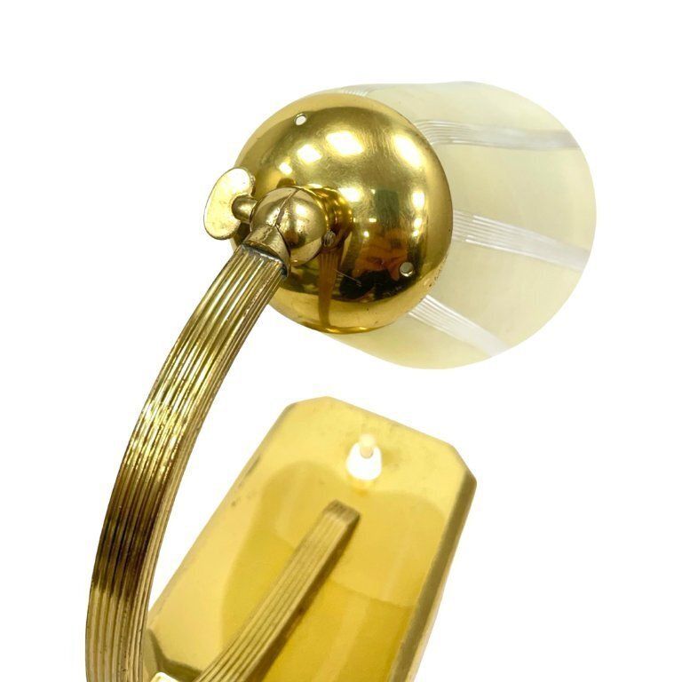 Art Déco/Modernist Desk Lamp, Germany, 1950s, Brass And Glass Shade photo Lighting