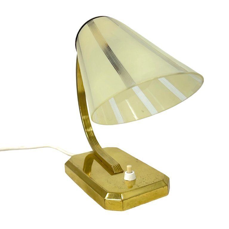 photo furniture Art Déco/Modernist Desk Lamp, Germany, 1950s, Brass And Glass Shade