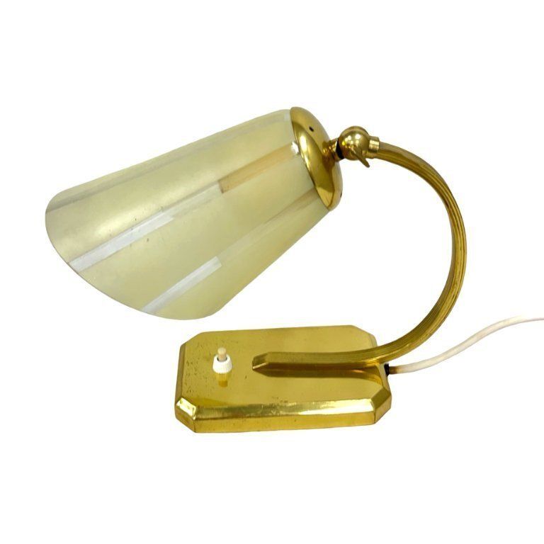 photo buy Art Déco/Modernist Desk Lamp, Germany, 1950s, Brass And Glass Shade