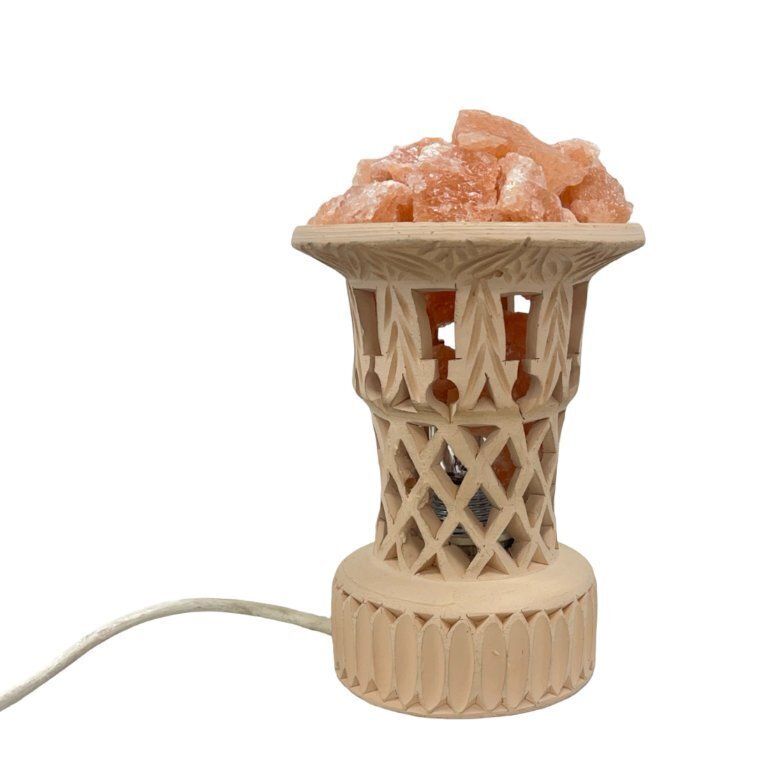 Carved Salt Lamp Made Of Natural Rock Salt, Ceramic, Vintage, Handmade, 1970s