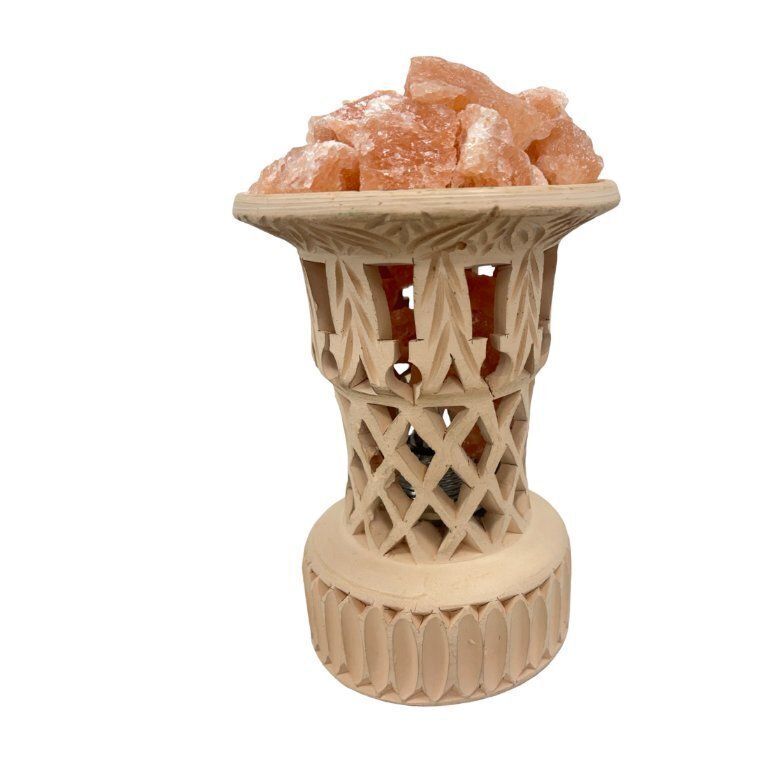 Carved Salt Lamp Made Of Natural Rock Salt, Ceramic, Vintage, Handmade, 1970s photo vinterior