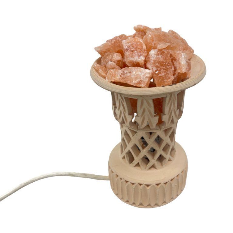 photo for sale Carved Salt Lamp Made Of Natural Rock Salt, Ceramic, Vintage, Handmade, 1970s