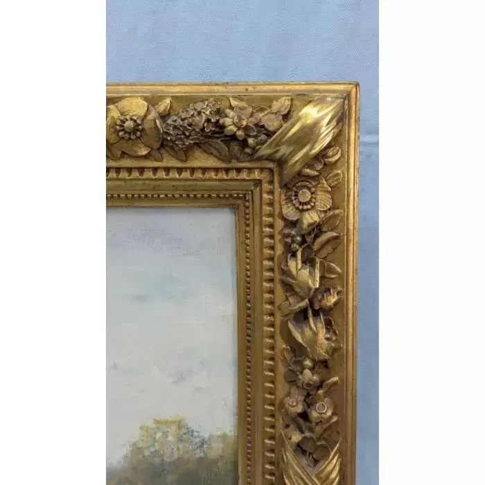 Pastel Landscape, Circa 1900, Signed H. Maréchal, In Its Original Wood And Gilt Stucco Frame photo for sale