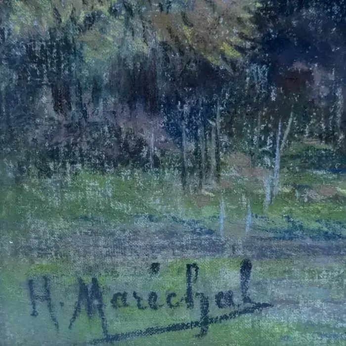Pastel Landscape, Circa 1900, Signed H. Maréchal, In Its Original Wood And Gilt Stucco Frame photo 1309.0