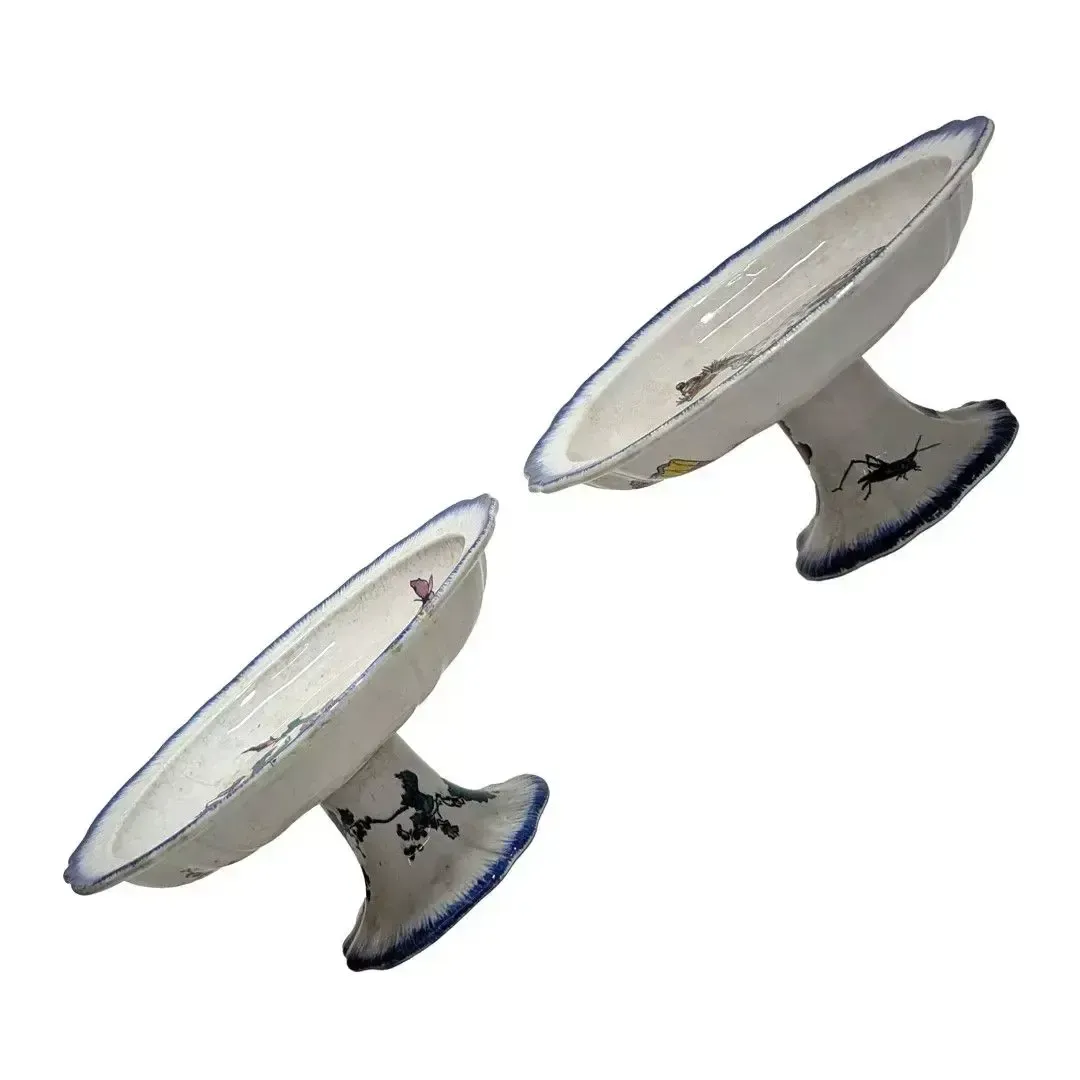 Felix Braquemond Pair Of Compote Dishes From The Rousseau Creil And Montereau Service
