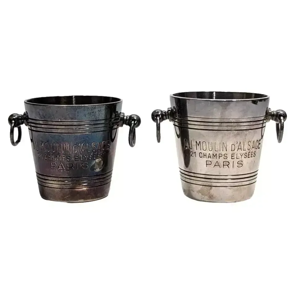 Set Of 2 Miniature Advertising Buckets From The Moulin D'alsace Cabaret