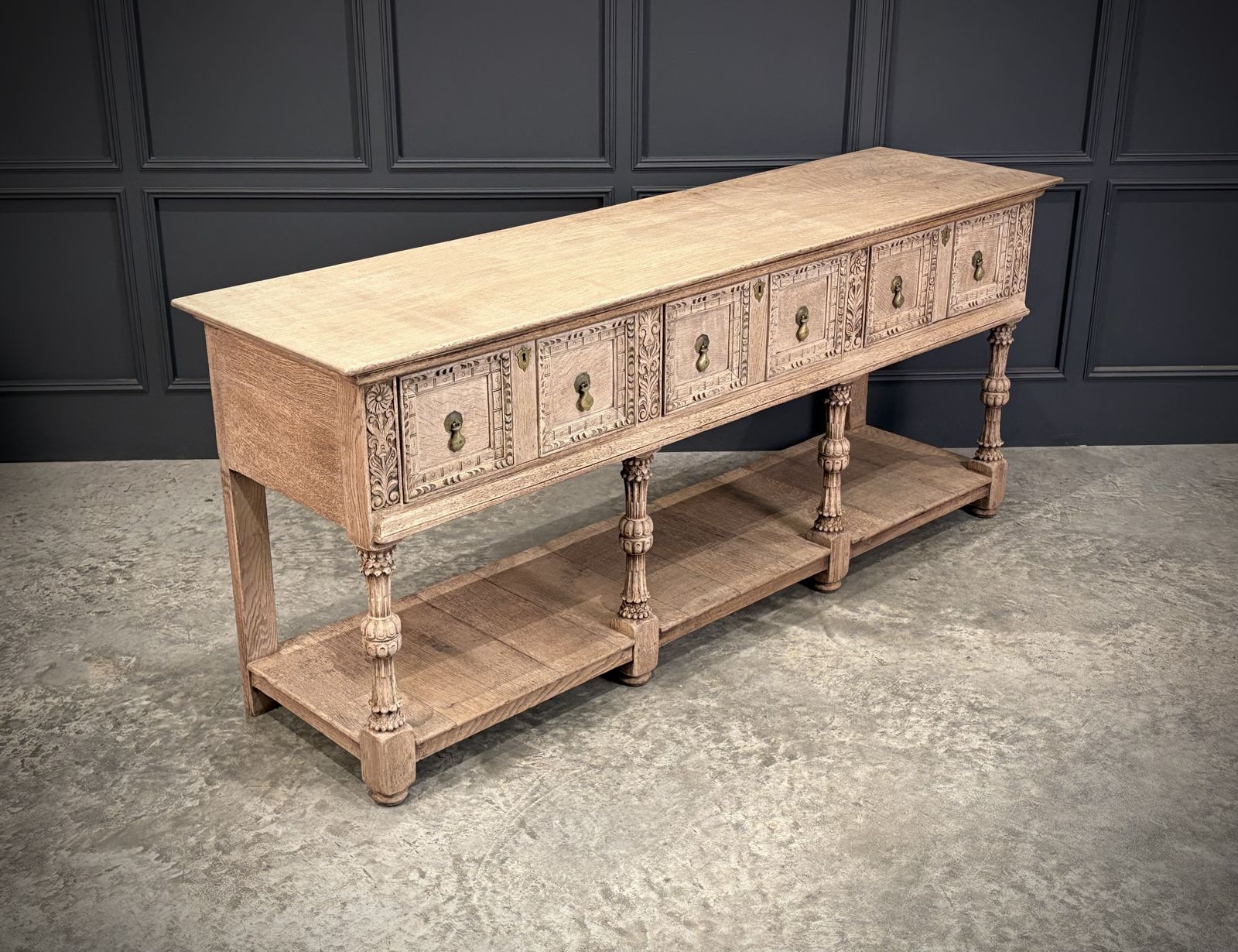 Bleached Carved Oak Potboard Dresser photo furniture