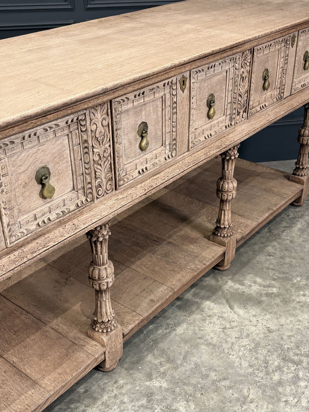 Bleached Carved Oak Potboard Dresser photo 3720.0