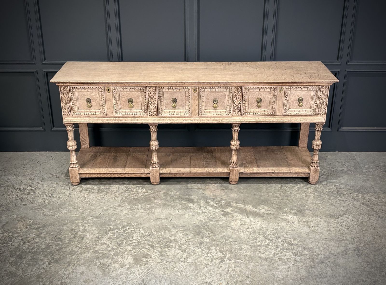 Bleached Carved Oak Potboard Dresser photo vinterior