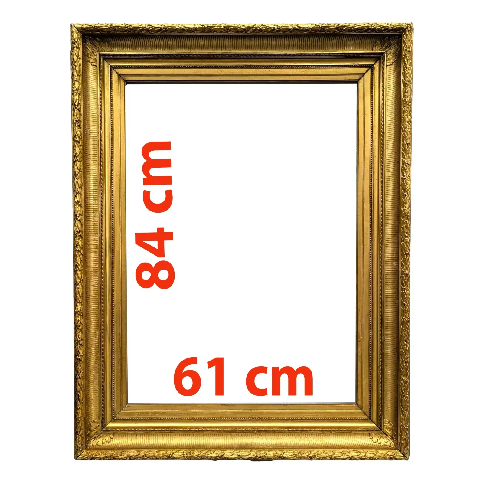 Late 19th Century Gilt Stucco And Wood Channel Frame, 84x61 Cm