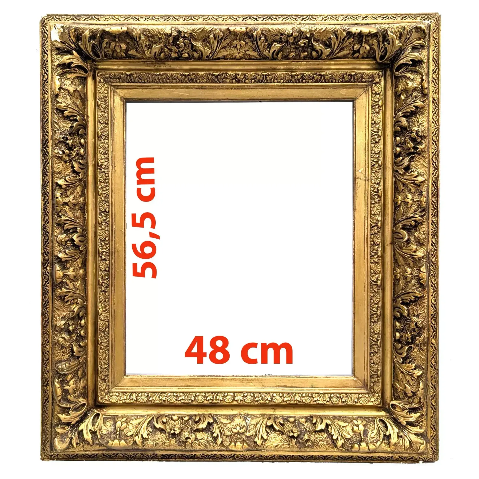 1900 Winged Frame To Be Restored, Made Of Wood And Gilded Stucco, 56.5 X 48 Cm