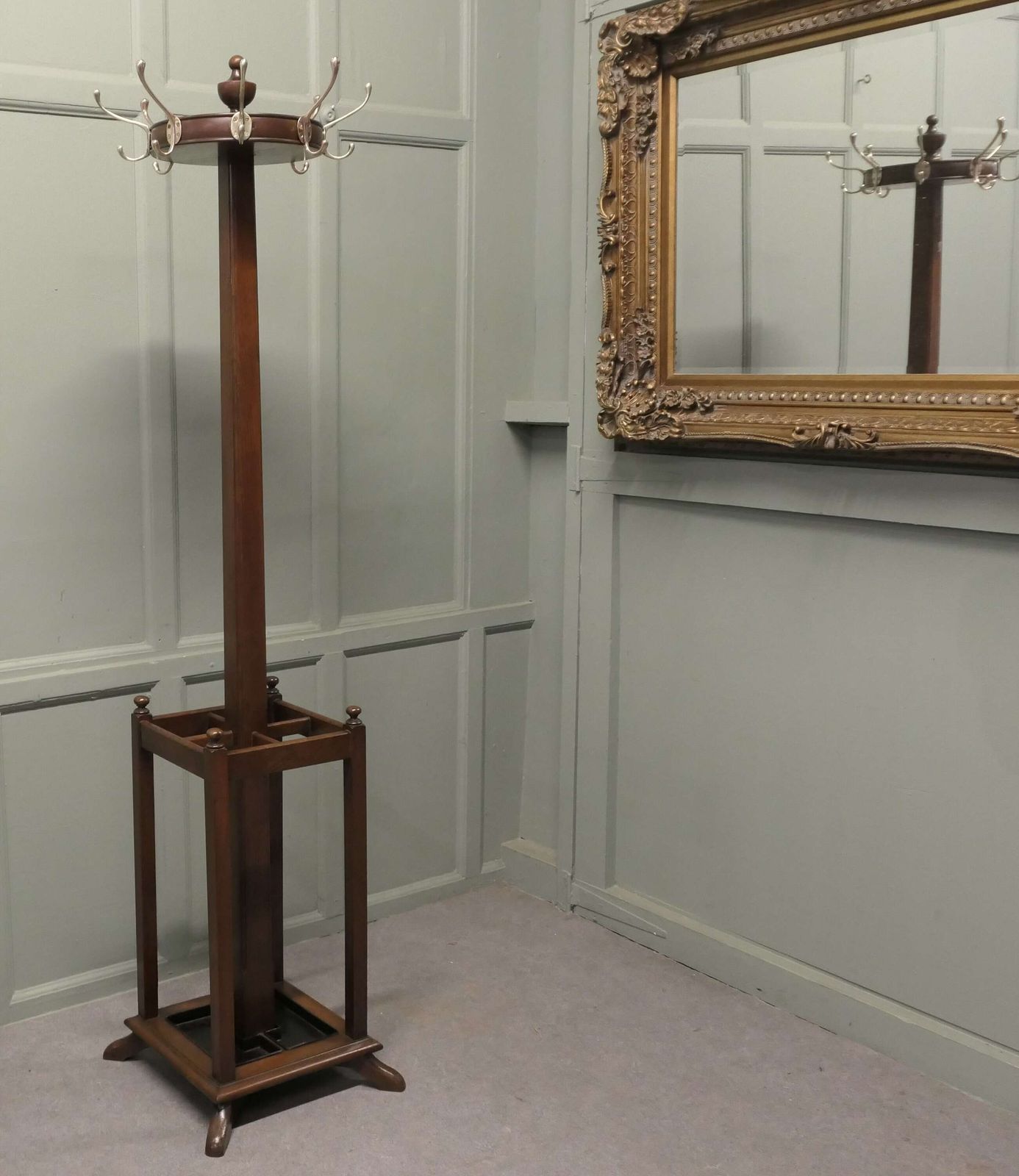 Oak Revolving Hat Coat And Umbrella Hall Stand photo for sale