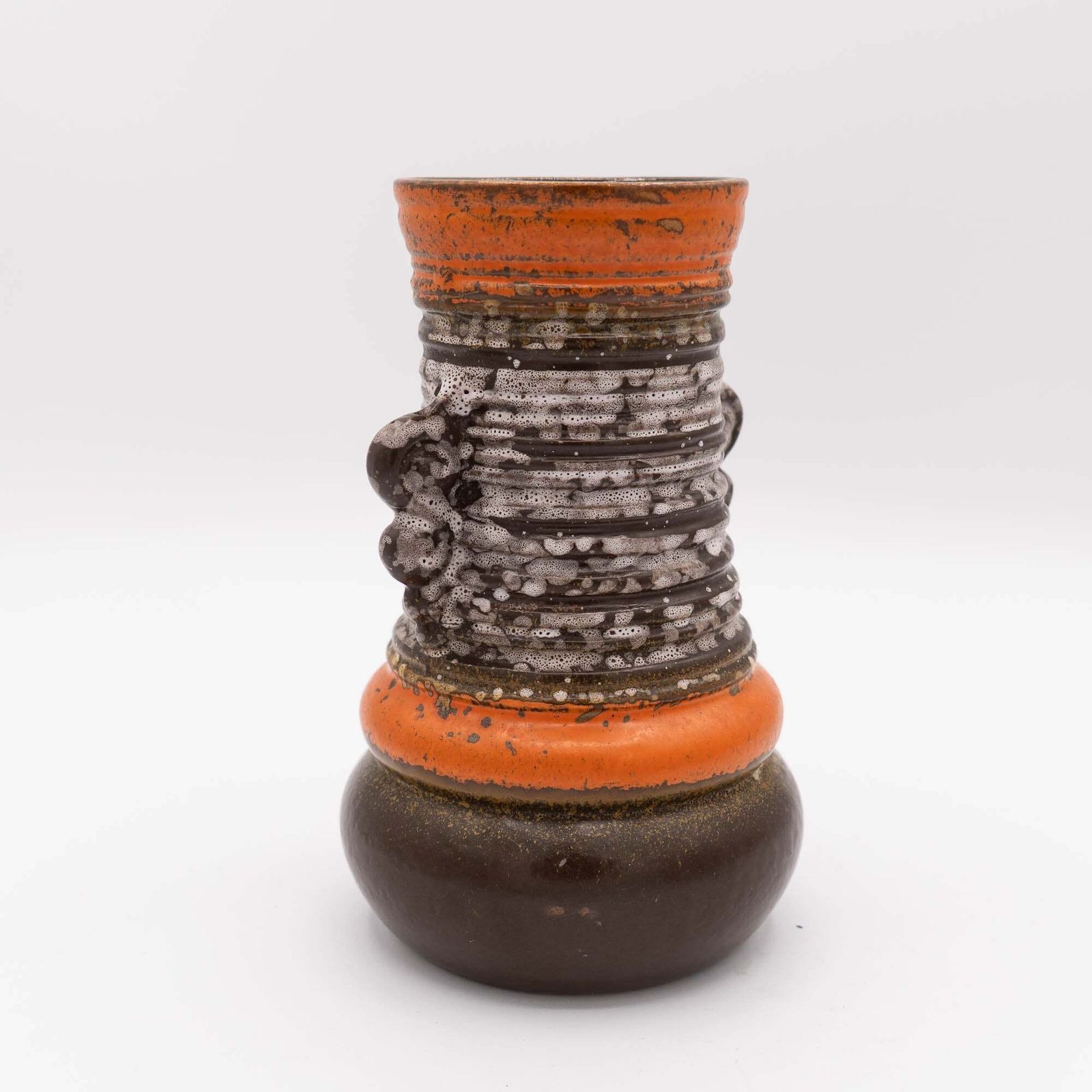 Brutalist Vase In Orange & Brown   Form 1293   Strehla   C1960s photo for sale