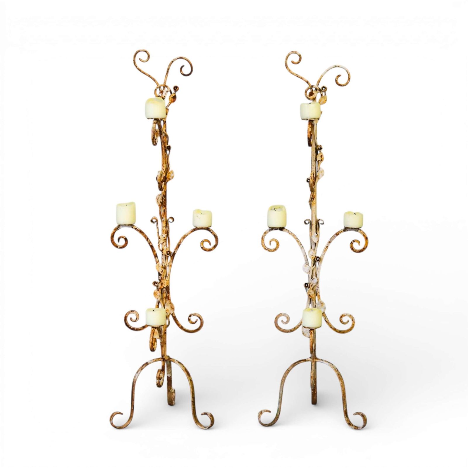 Pair Of Decorative French Metal Candelabra