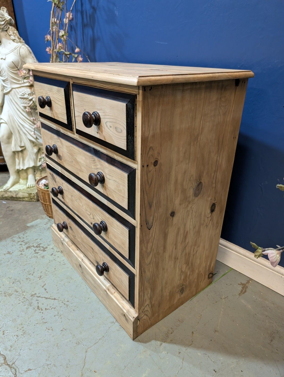 Antique Victorian Pine Chest Of Drawers Two Over Three Refurbished Sanded photo vinterior