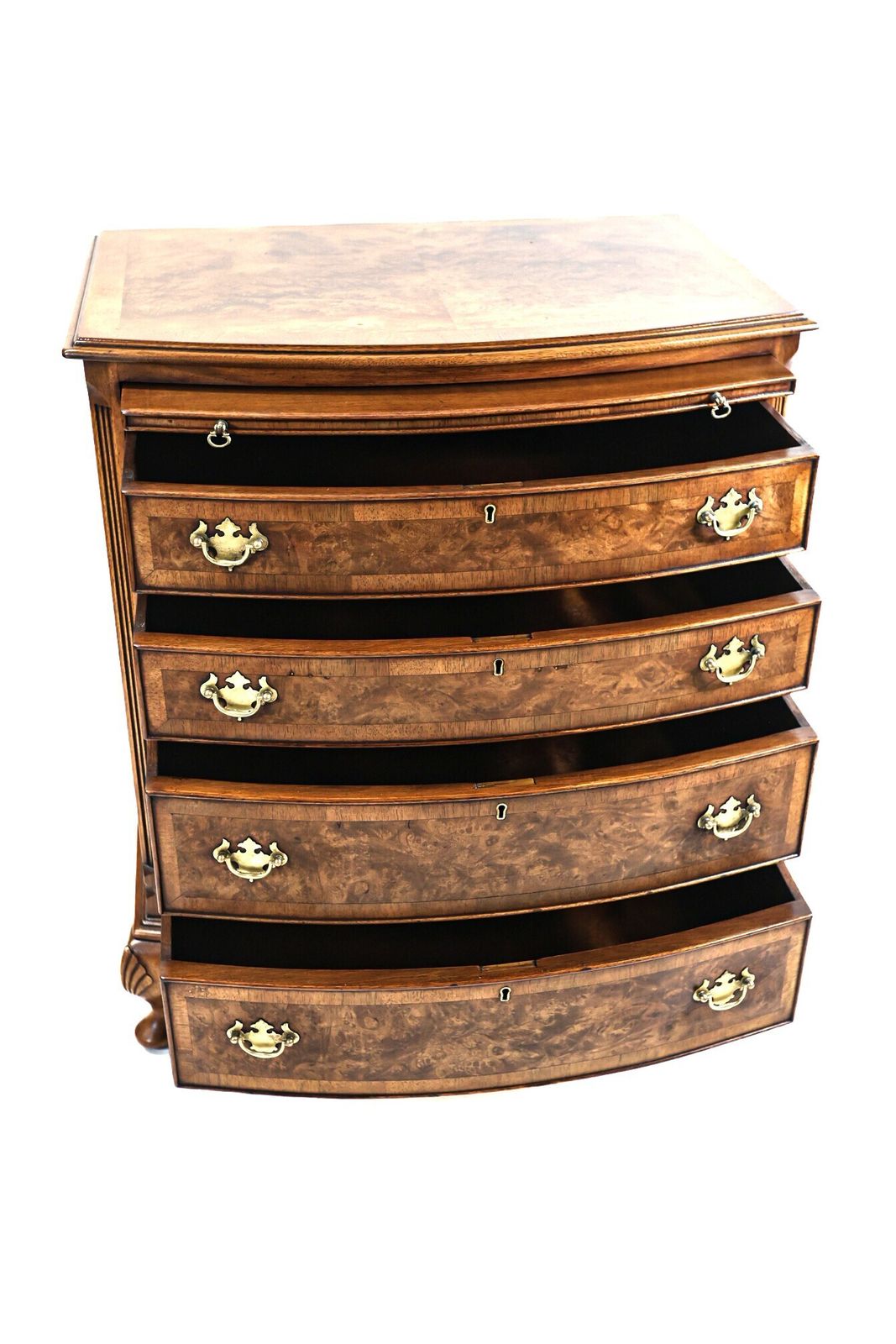 Burr Walnut Bowfront Chest With Slide 1930s photo Furniture