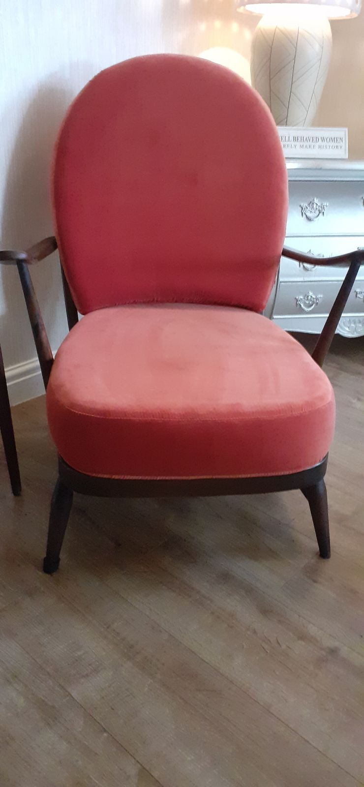 Iconic Ercol 203 Chair. Fully Refurbished And Upholstered In Burnt Orange 100% Cotton Velvet photo Furniture