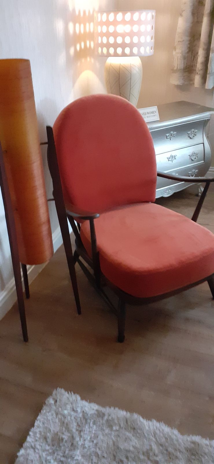 Iconic Ercol 203 Chair. Fully Refurbished And Upholstered In Burnt Orange 100% Cotton Velvet photo 595.0